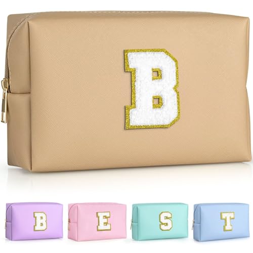 TOPEAST Preppy Patch Makeup Bag, Chenille Letter