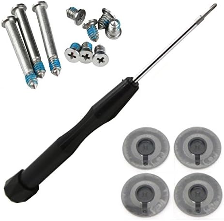 ACENIX® Rubber Case Feet with Screws [ 3 Long, 7 Short ] Screwdriver Kit Set and Required Screwdriver for Macbook Pro A1278 A1286 A1297 13 15 17 [ Included Cleaning Cloth ]