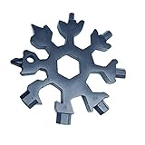 The latest stainless steel snowflake tool card, 18-in-1 multi-function card/outdoor travel camping multi-function EDC key ring/bottle opener/screwdriver/fashion pendant pocket size (black)