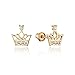 14k Yellow Gold Princess Crown Cubic Zirconia Children Screwback Baby Girls Earrings