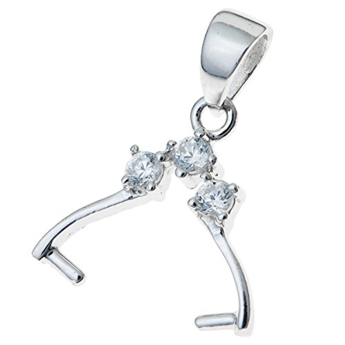 1 pc Rhodium on .925 Sterling Silver Cz Crystal Round Pendant Connector Bail Dangle Clasp/Findings