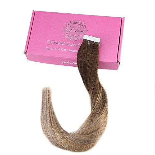 Full Shine Tape in Hair Extensions Skin Weft Dip Dye Real Hair