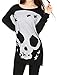 Allegra K Women's Long Sleeves Skull Stars Loose Tunic Shirt Black XS (US 2)