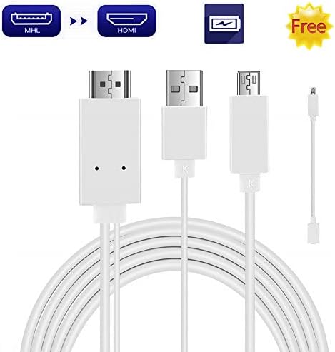 Micro USB to HDMI, MHL to HDMI, Micro USB to HDMI Converter for Android Smart Phones & Tablets with MHL Function 1080p Plug & Play (White)