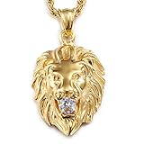 Men's Stainless Steel Gold Silver Lion King Pendant Necklace Bonnie
