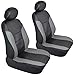 Motor Trend Two Tone PU Leather Car Seat Covers - Black Classic Accent Gray Sides - Premium Leatherette - Front Pair