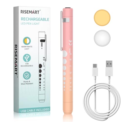 Rechargeable Pen Light for Nurses and Doctors – LED Medical Penlight with USB Charging, Dual Light Modes, Durable Clip – Ideal Gift for Graduation, Night Shift, Clinical Use – Orange Pink Gradient