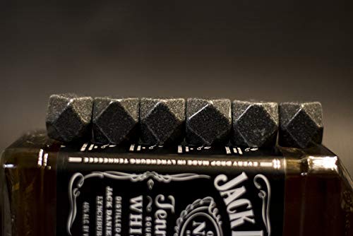 Whiskey Rocks, Gift Set Of 6 Diamond Shaped and Polished Stones, Made of Natural Basalt Stone, Keep Your Drink Ice Cold Without Dilution, Engraved Wood Box with Velvet Bag For Refrigeration - Image 7