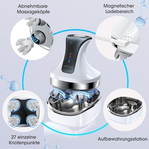 Kopfhautmassagegerät Elektrisch 4D,108 Silikon-Knetknoten, Weiß — Foto 4 von 8