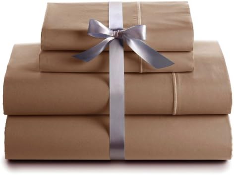 500 Thread Count 100% Egyptian Cotton Luxury Deep Pocket Sheet Set (King, Brown)