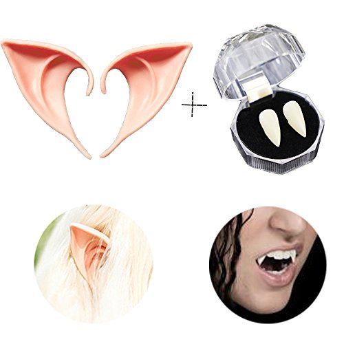 Halloween Cosplay Prop Decoration Vampire Teeth and Soft Fairy Pixie Elf Ears