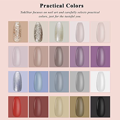 YukiStar UV Gel Nagellack Set, 23 Stück UV Nagellack, Pink Nude Lila Gel Lack Set mit Matt Top Coat UV Gel Nagellack Set für Nail Art Salon Design Maniküre Set DIY at Home mit schöne Box