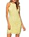 Lamilus Women's Summer Backless Halter Neck Lace Mini Short Casual Shift Dress,Yellow,Small