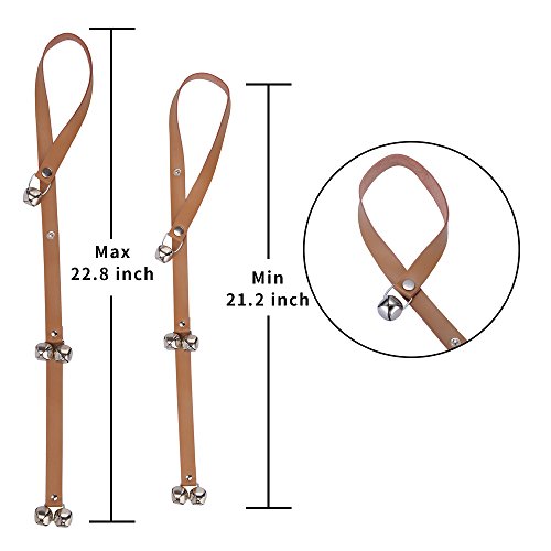 2-Pack-Leather-Dog-Doorbells-Doggie-Potty-Training-Bells-Dog-Bell-for-Housebreaking-with-1-Trainer-Clicker-and-1-Waste-Bag-Dispenser
