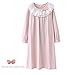 DGAGA Kids Girls Cotton Lace Nightgown Long Sleeve Solid Sleepwear Top Dresses Pink 5-6 Years /130cm