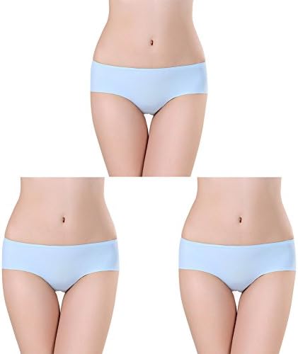 Women's Invisible Panties /Silky Smooth Fabrics/Superelastic (S Waist: 50-63cm(20-25inch)/Weight35-45kg, Sky Blue×3)