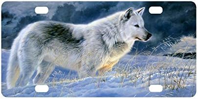 Wolf Strong And Durable Aluminum Car Metal License Plate Frame for Women/Men Four Holes Tag 12" X 6"