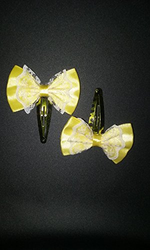 Yellow Hair Barrettes with Yellow Bows (2)