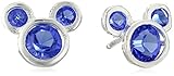 Disney Girls' Mickey Mouse Sterling Silver and Simulated September Birthstone Stud Earrings