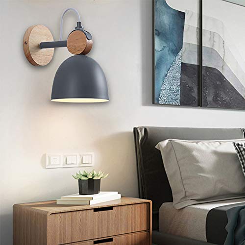 Sunsign moderna Creatividad lampara de pared arbotantes de interior Ángulo de iluminación ajustable led lights Candelabro enchufable de un solo cabezal E27, cubre foco, gris