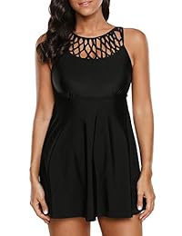 Vestido de baño para dama con cuello en V, estampado floral, una pieza, abertura lateral, con bragas (5 colores, S-XXL)