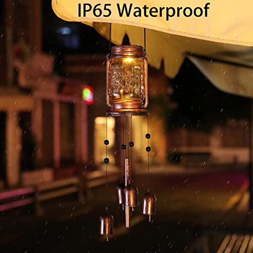 Gthmine Solar Wind Chimes for Outside,Mason Jar Wind Chime Light,Waterproof Windchimes for Garden,Patio Decor,Memorial Wind Chimes,Birthday Gift for Mom,Wife,Grandma,Neighbors (1 Pack)