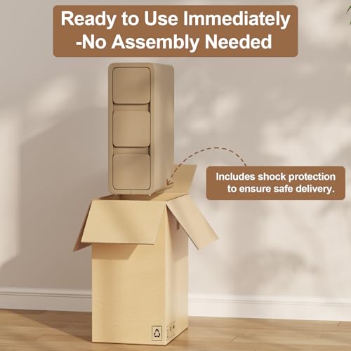 AQIMUELE Slim Bedside Table with 3 Drawers No Installation Leather Surface for Bedroom Living Room Width 20cm (Khaki)