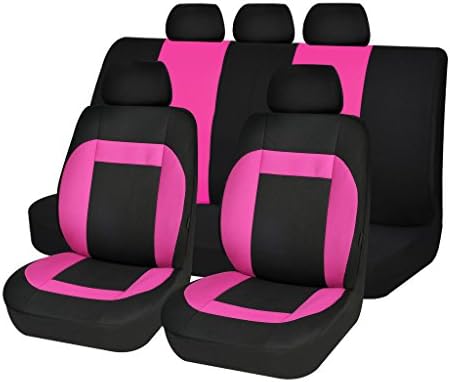 Pink Car Seat Covers Set Airbag Universal Split Bench 40 60 Front Back Seat Protector 11pcs
