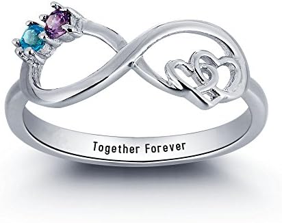 XXI0c2sd2s Personalized Infinite Love Promise Ring 925 Sterling Silver Infinity Love Name Ring With Birthstones