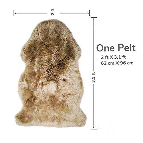 DERWENT Luxury Fluffy Area Rugs, Genuine New Zealand Sheepskin Rug for Bedroom, Premium Soft