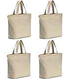 Axe Sickle 4PCS Canvas Tote Bag Bottom Gusset 16 X 16 X 5 inch Heavy 12oz Tote Shopping Bag, Washable Grocery Tote Bag, Craft Canvas Bag with Handle, White.