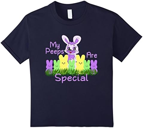 Kids My Peeps Are Special Fun Easter Shirt Purple Bunnies 6 Navy