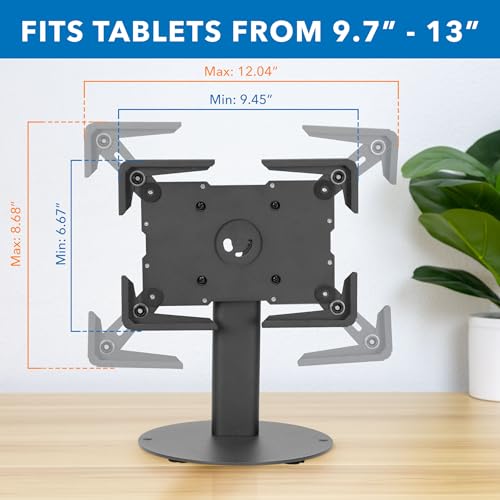 Mount-it! Soporte Universal para Tableta con inclinación, Soporte antirrobo para quiosco POS para iPad, se Adapta a tabletas de tamaño de Pantalla de 9,7" a 13", rotación de 90° para visualización