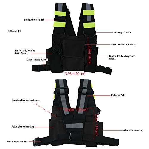 Saigain Radio Rig Chest Harness Bag Holster Holder Work Vest Rig Universal Hands Free for Two Way Radio Walkie Talkie(Rescue Essentials)