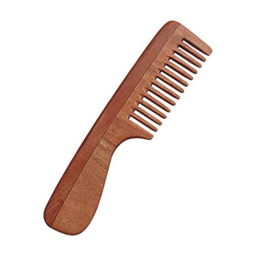 ANCIENTIMPEX Neem Wood Wide Tooth Comb with Handle | Pure Natural Wooden Comb for Thick, Curly & Straight Hair | Organic Eco-Friendly Plastic - Free Hair Comb for Men & Women.