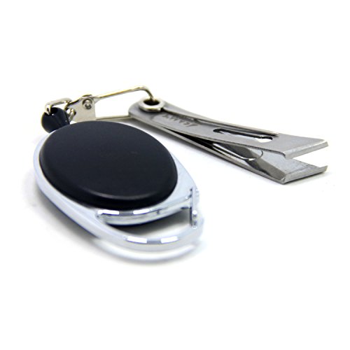 SAMSFX Fishing Tippet Line Nippers Fly Line Clippers Snips, Hook Eye Cleaner, Hook Sharpener with Zinger Retractors (Line Nipper with Oval Retractors)