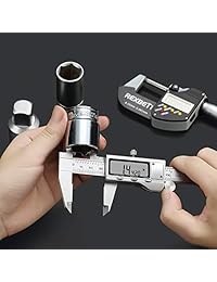 REXBETI   Calibrador digital de acero inoxidable de 6.0 in, calibre electrónico Vernier Calipers para joyería de carpintería, color plateado pulido