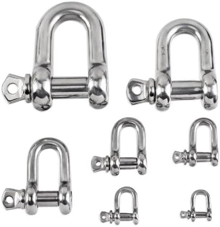 Grade 316 Stainless Steel Screw Pin Shackle - Choose Size 3/16", 1/4", 5/16" or 3/8" - Superior Strength and Rust Resistance