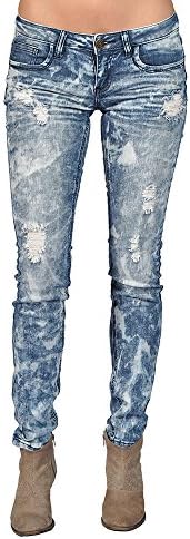 Women's Acid Wash Distressed Skinny High Fashion Jeans (3)