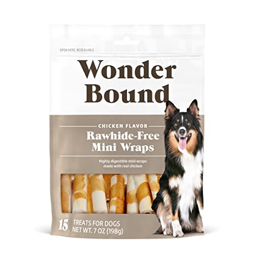 WONDER BOUND CHICKEN WRAPPED MINI STICKS – 15 COUNT – RAWHIDE-FREE DOG TREATS, DENTAL HEALTH CHEWS FOR PLAQUE & TARTAR CONTROL, EASY TO DIGEST, LONG-LASTING