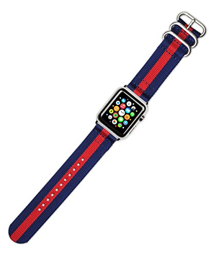 Debeer replacement watch band - 2-piece nylon - navy with red str…