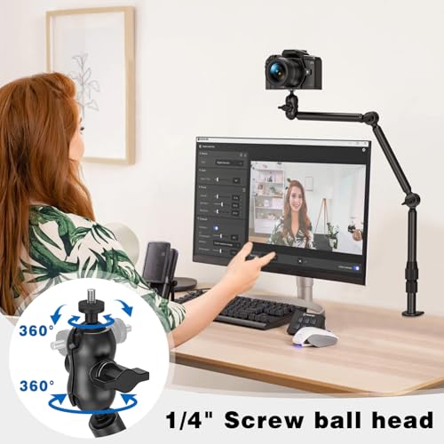 Rodison 78.4 cm Webcam Stand Mount with 1/4 Inch Screws for DSLR Cameras | Table Mount Camera for Ring Light, Project, Logitech Webcam, Handcam, Gopro Hero 8 7 6 5