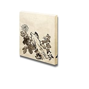 Chinese Traditional Painting of Garden with Chrysanthemum Flowers on Art Paper - Canvas Art Wall Art - 12" x 12"