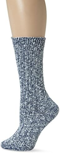 Wigwam Women's Cypress Classic Lightweight Outdoor Casual Crew Boot Sock, White/Navy, Medium