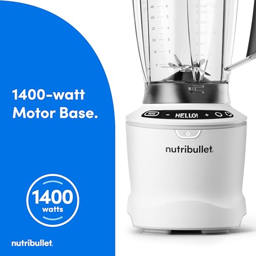 Combo de licuadora nutribullet® SmartSense, 1400 W, jarra de 64 oz, tazas de 32 oz y 24 oz, 5 velocidades, batidos, hielo y fruta congelada, leche de nueces, sopa, blanco mate, NBF50700AW