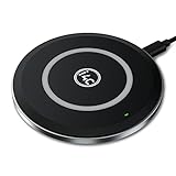 Wireless Charger Pad Qi Certified for iPhone 8/8 Plus/Xr, Samsung S9/S9+/G7/S8/edge and All Qi-Enabled Cells (no AC Adapter), 10W Fast Charging with Silicone Ring and Sleep-Friendly LED (Black)