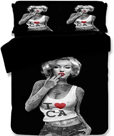 Jameswish Marilyn Monroe Duvet Cover Set Vintage 3D Oil Printing Bed Cover Set Heavy-Duty Microfiber Polyester 3PC…