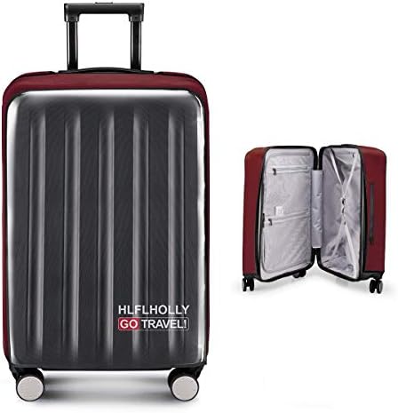 Removing-Free Travel Luggage Cover Suitcase Protector Fits 20-30 Inch Luggage (Elastic cloth+Clear pvc)