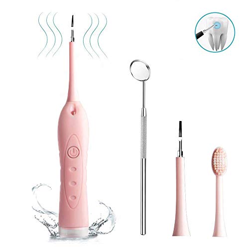 Electric Dental Calculus Plaque Remover Tool Kit, High-Frequency Vibration Tartar Scraper Remover for Dental Calculus, Tooth Stains, Plaque Removal, 3 Adjustable Modes (Pink)