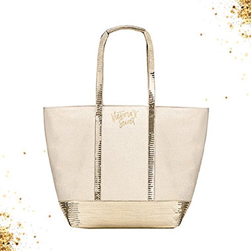 Victoria s secret gold sequin sparkle tan tote bag